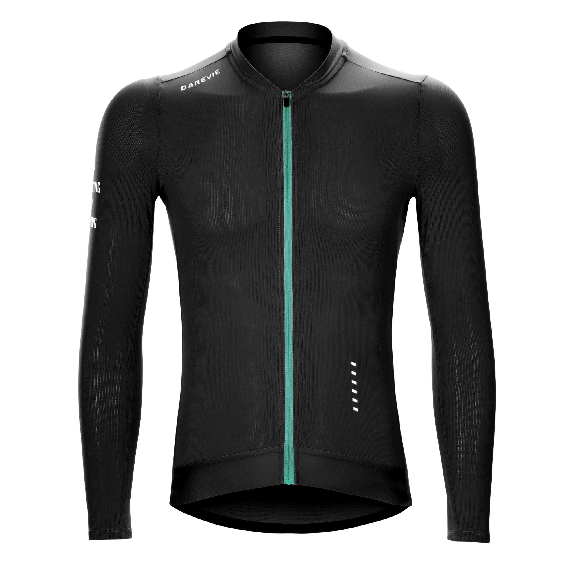 Black Long Sleeve Summer Cycling Jersey | Breathable & Sleek – Darevie